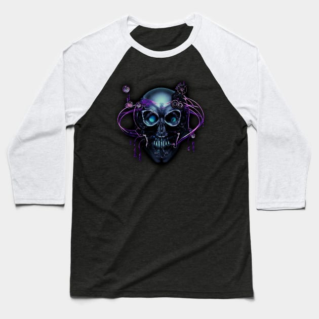 Wired skull Baseball T-Shirt by Pebbles Joy Designs